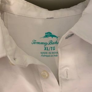 Tommy Bahama polo white with teal marlin design. Worn once. XL